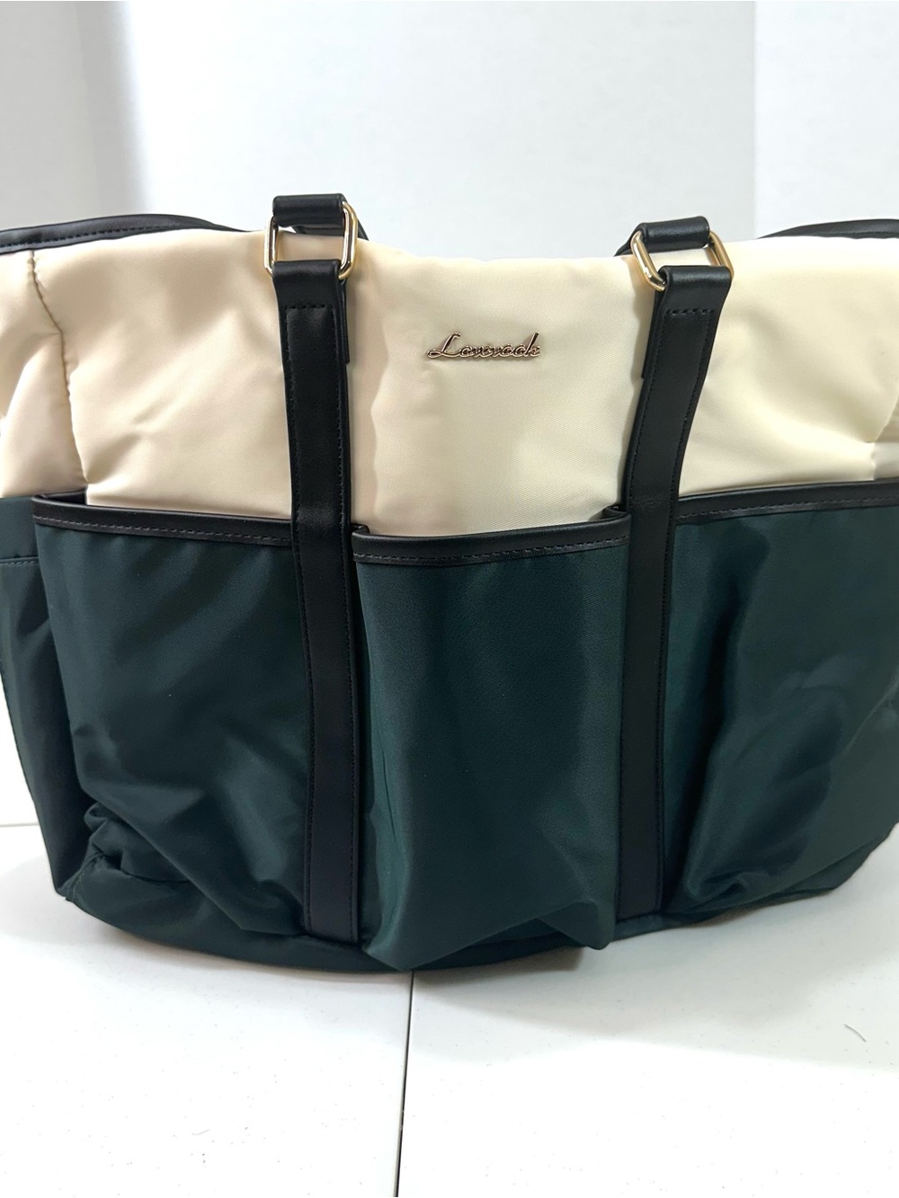 Lovevook 15.6 Laptop Large Women’s Tote Bag in Green-Beige-Black New - Picture 9 of 16